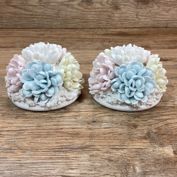 Vintage Candle Holders-Ardalt Lenwile Japan Porcelain Chrysanthemums - Picture 3 of 15